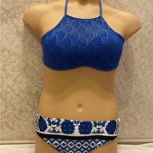Chic Blue Crochet Lace Bikini Set